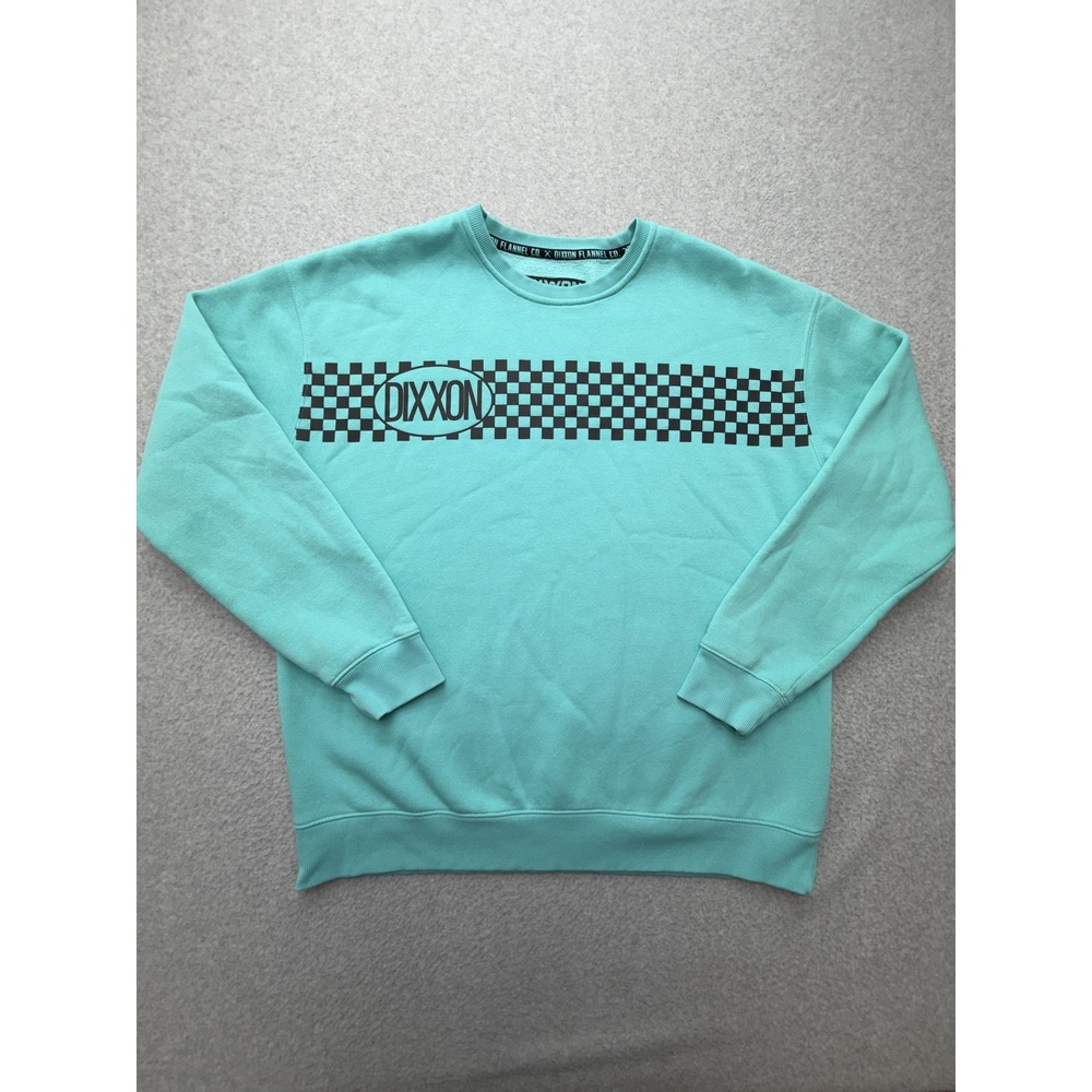 Dixxon Flannel Co Sweatshirt Mens XL Blue Checkerboard Logo Fleece Pullover